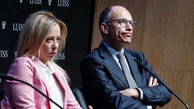 Sondaggi politici elezioni 2022. Nella foto Giorgia Meloni ed Enrico Letta